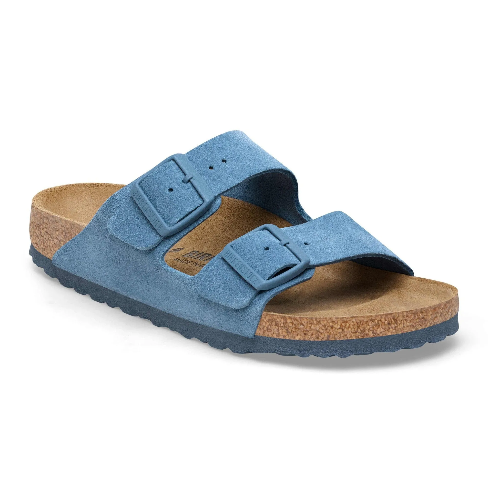 Birkenstock Arizona Ladies Narrow Elemental Blue Suede Arch Support Buckle Sandals