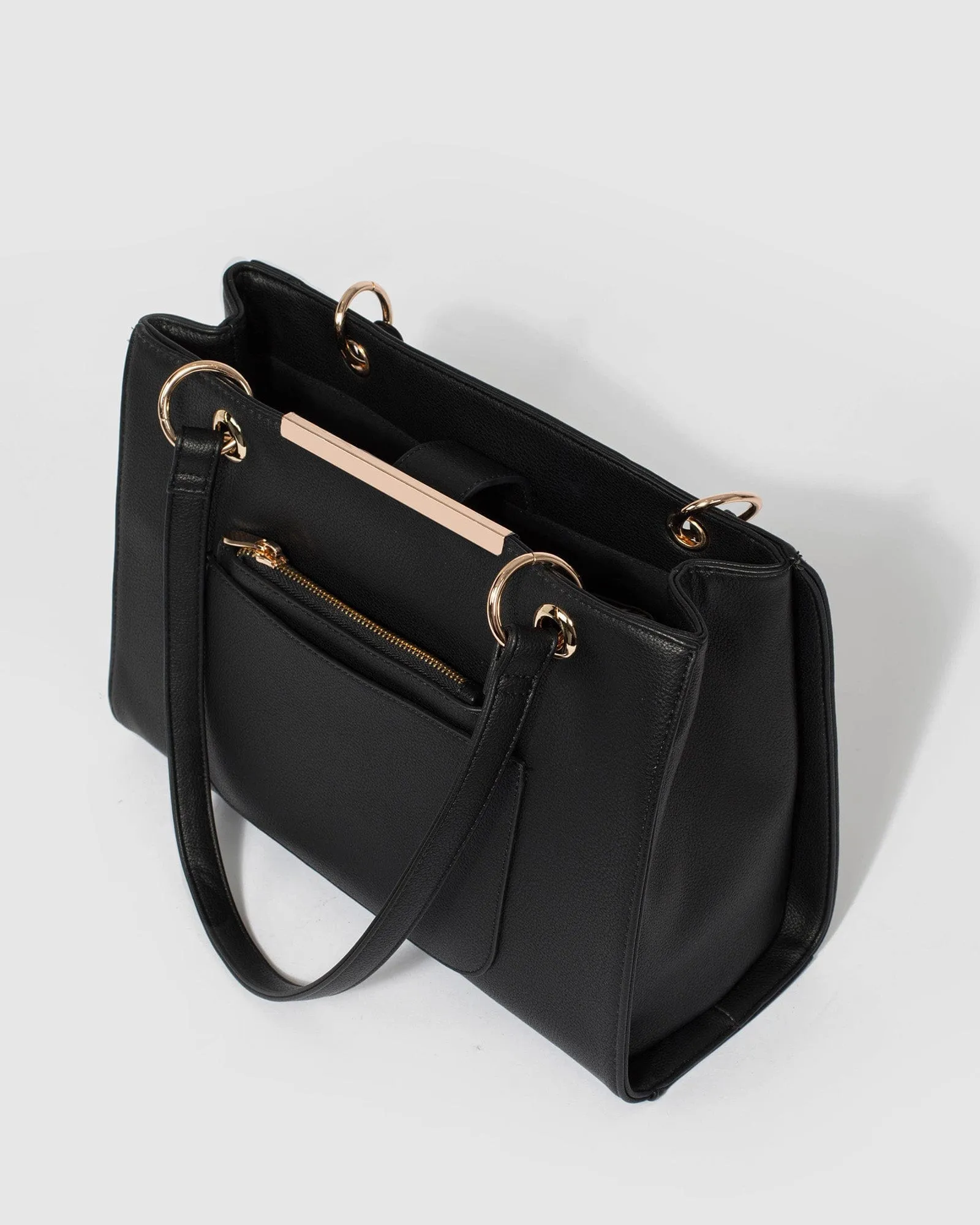 Black Megan Pouch Tote Bag