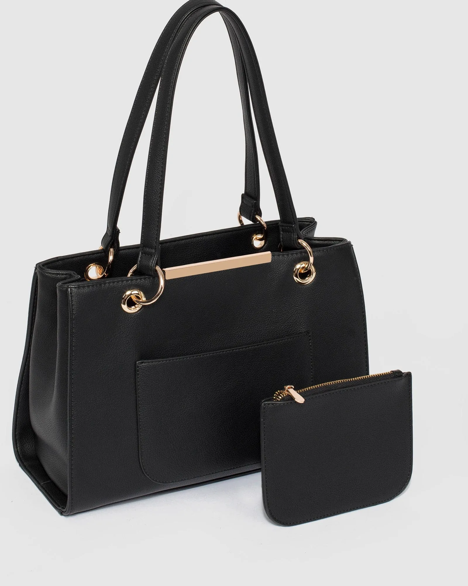 Black Megan Pouch Tote Bag