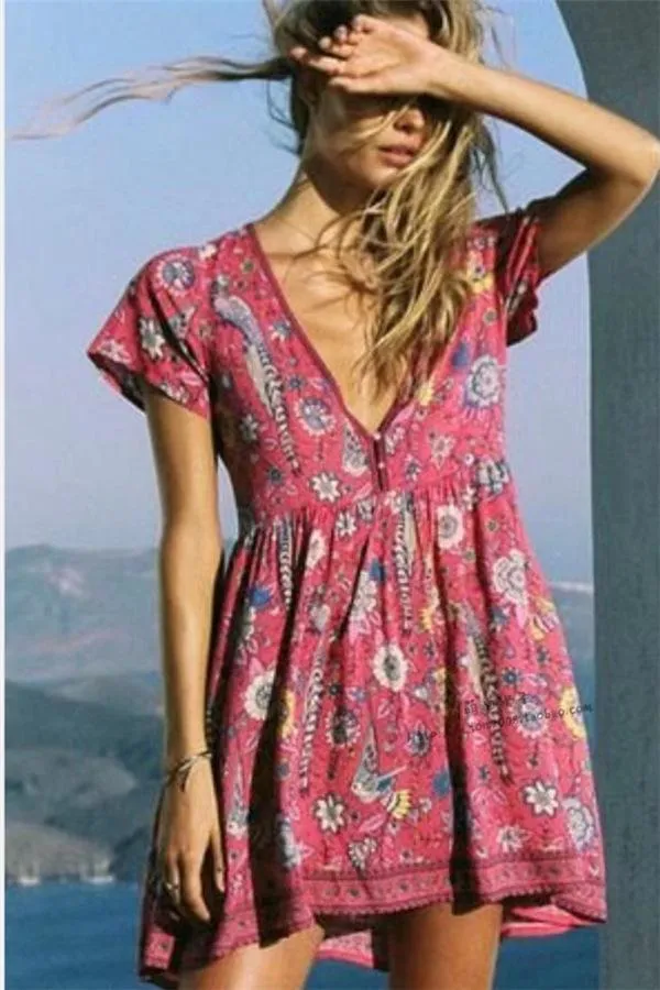 Boho Chic Ruffles Mini Dress