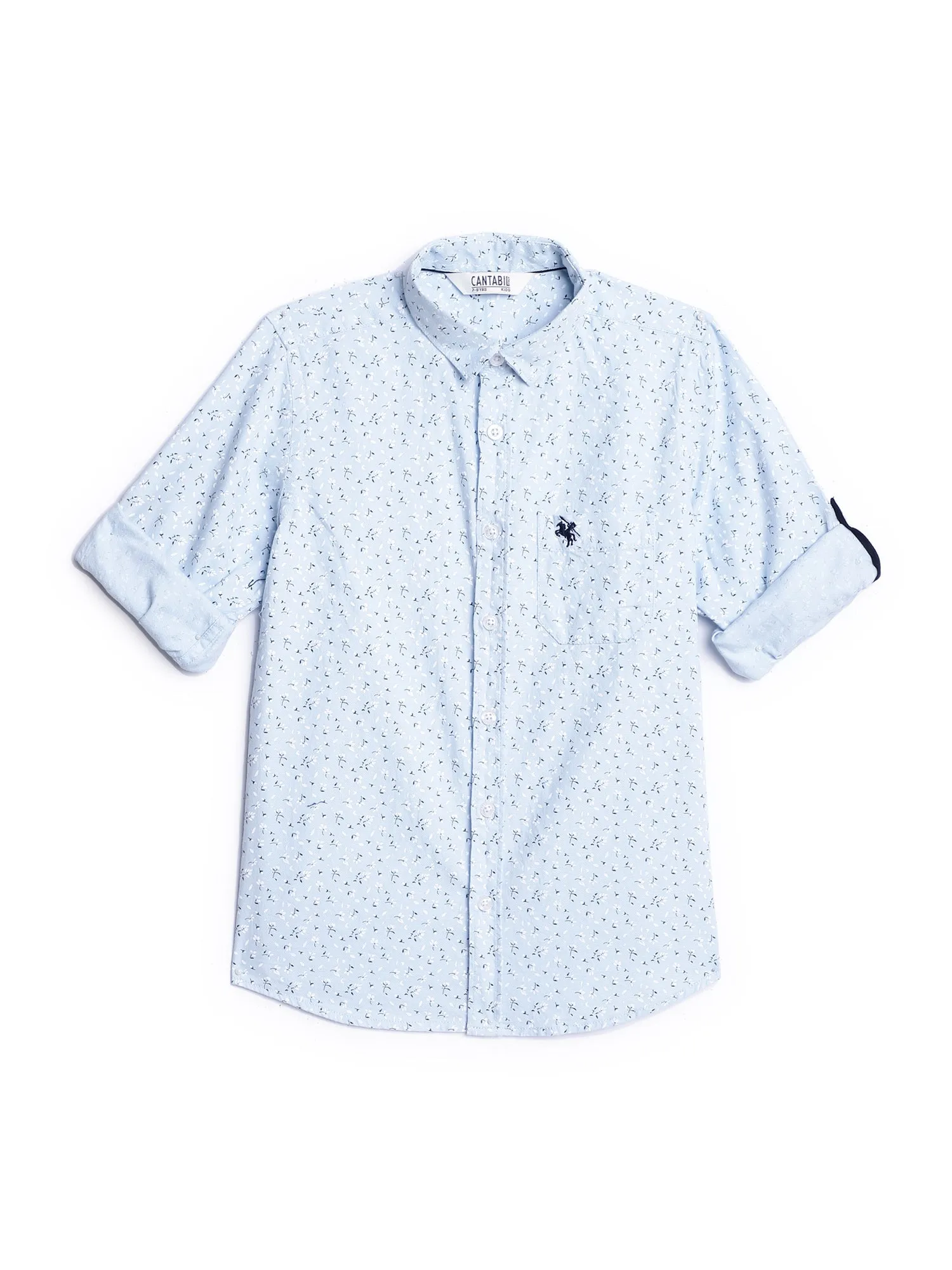 Boys Casual Light Blue Full Sleeve with Tab  Shirt