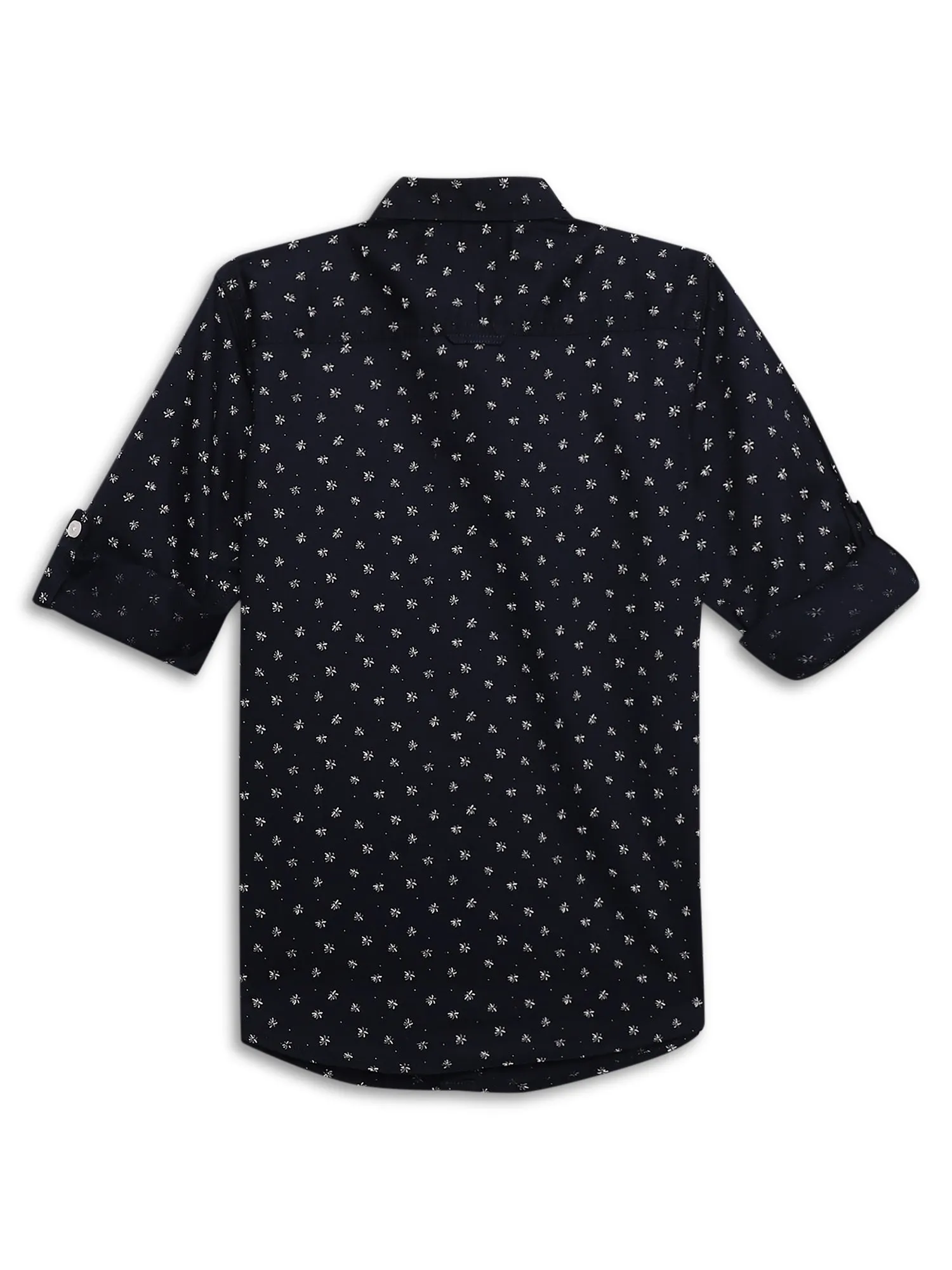 Boys Casual Navy Blue Full Sleeve with Tab  Shirt