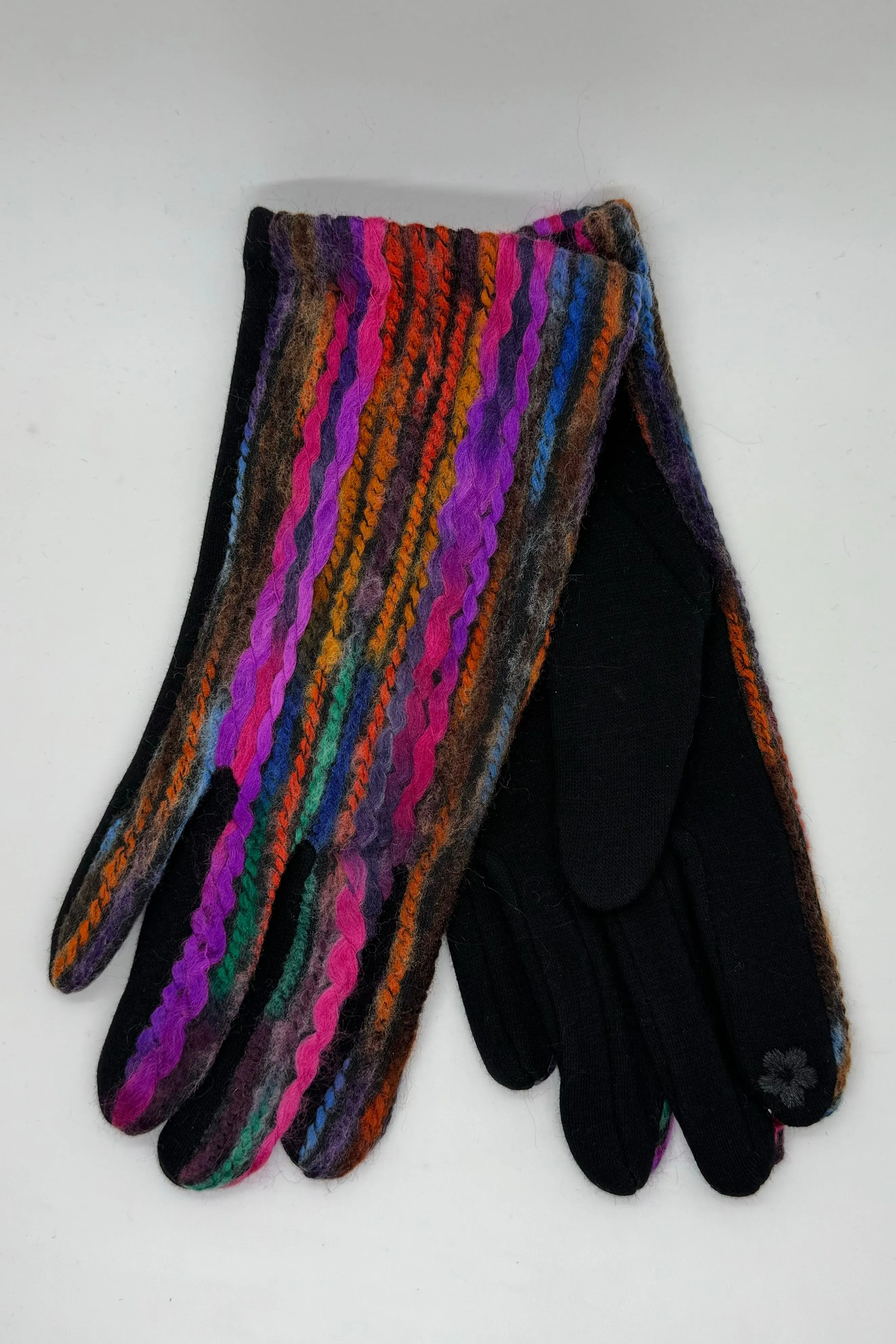 Bright Mix Striped Yarn Gloves