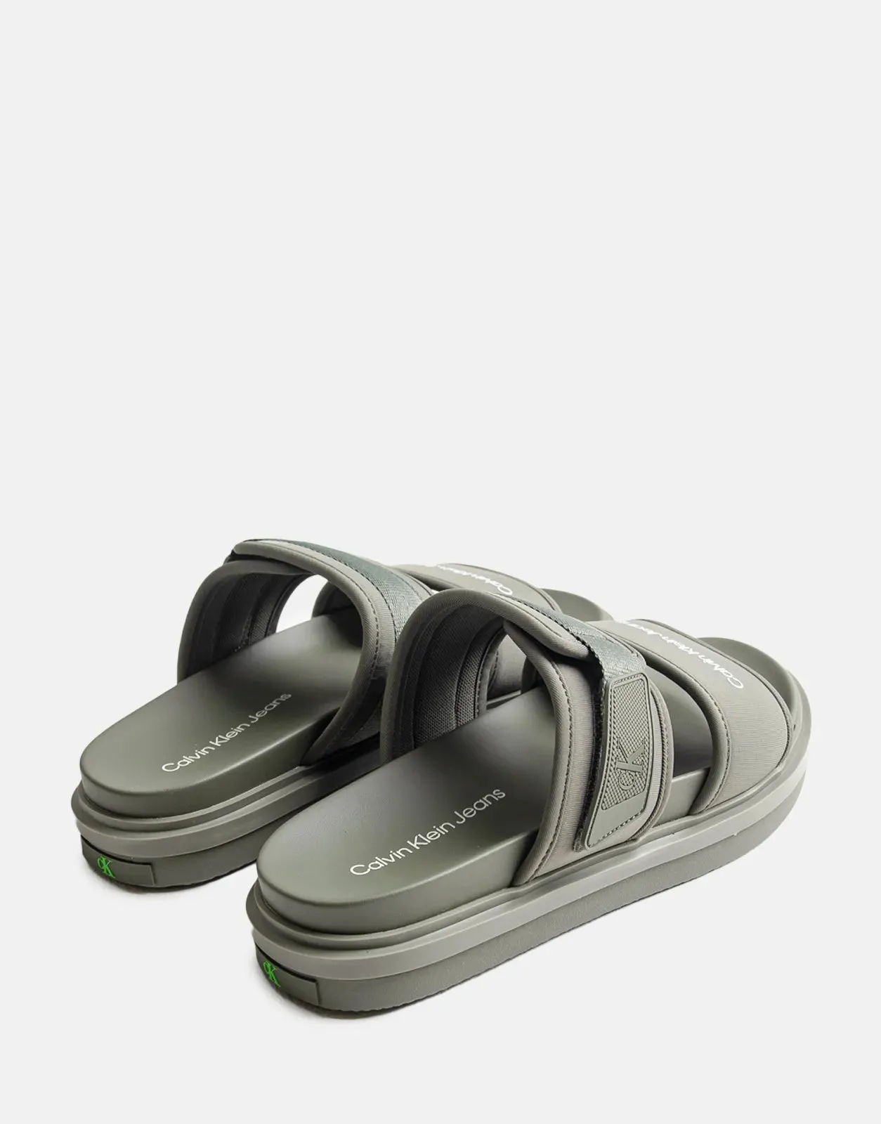 Calvin Klein Double Bar Sandal Olive