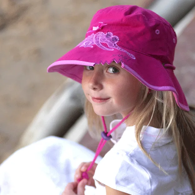 Cancer Council Girl's Wide Brim Croc Hat - Pink