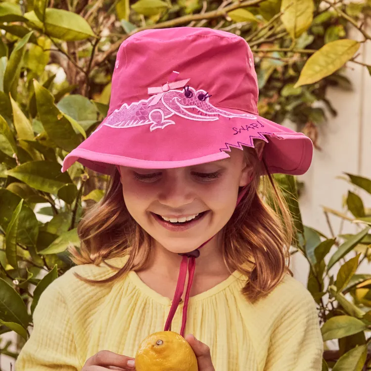 Cancer Council Girl's Wide Brim Croc Hat - Pink