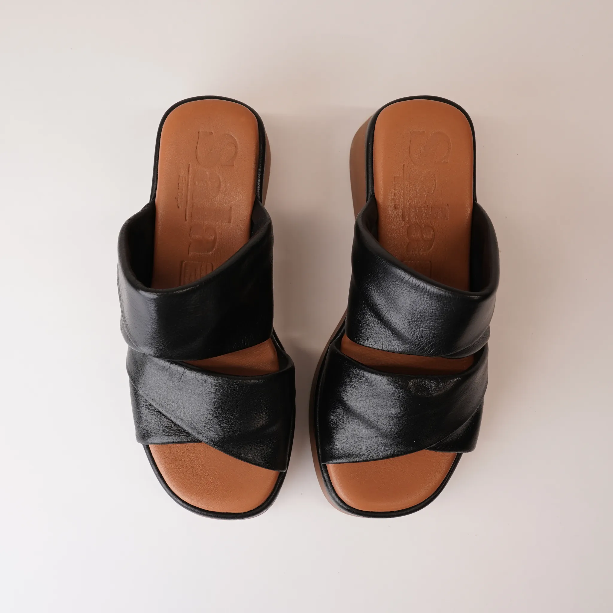 Caro Black Leather Sandals