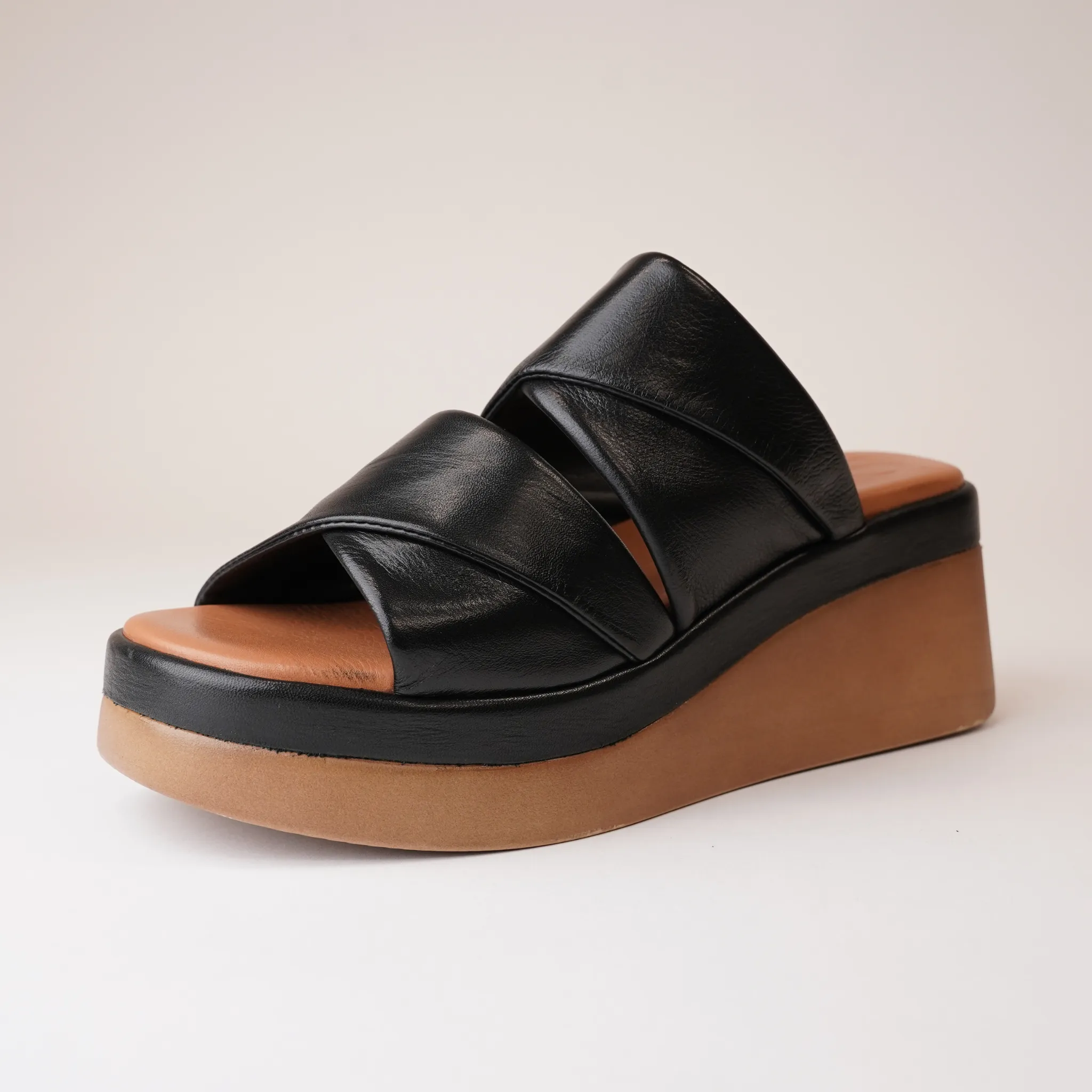 Caro Black Leather Sandals