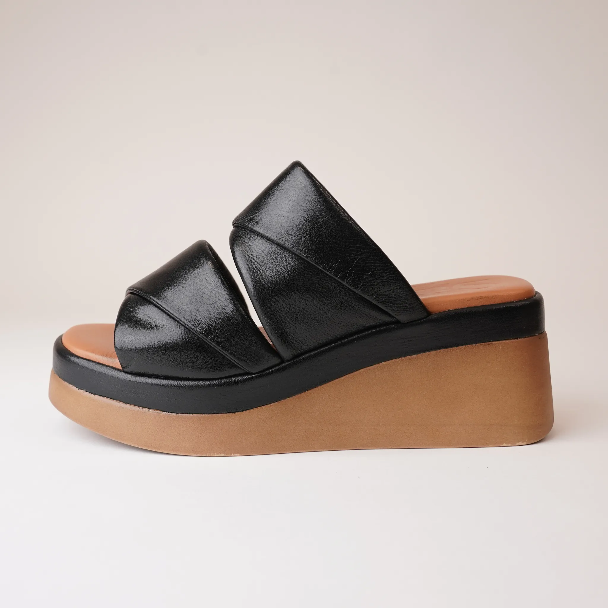 Caro Black Leather Sandals