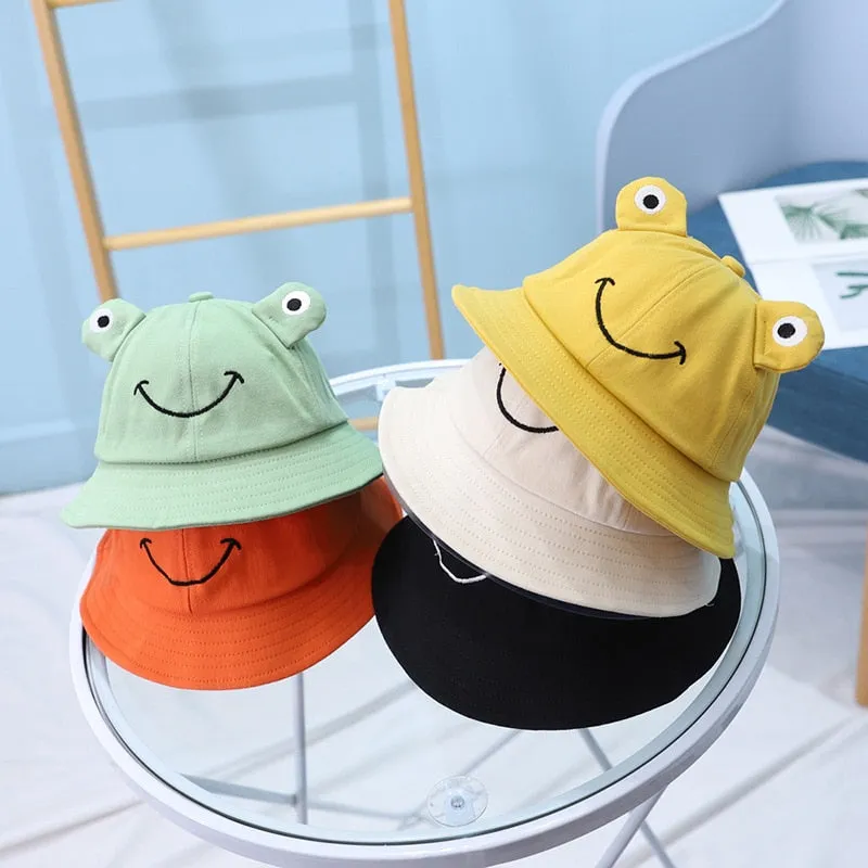 Cartoon Frog Kids Bucket Hat Children Summer Hats Boys Sun Caps Sun Protective Baby Hats Caps