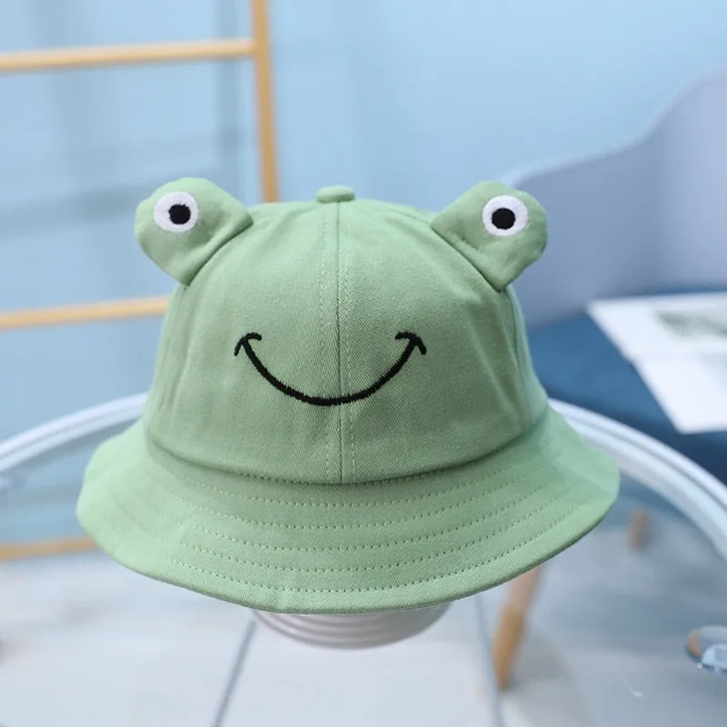 Cartoon Frog Kids Bucket Hat Children Summer Hats Boys Sun Caps Sun Protective Baby Hats Caps