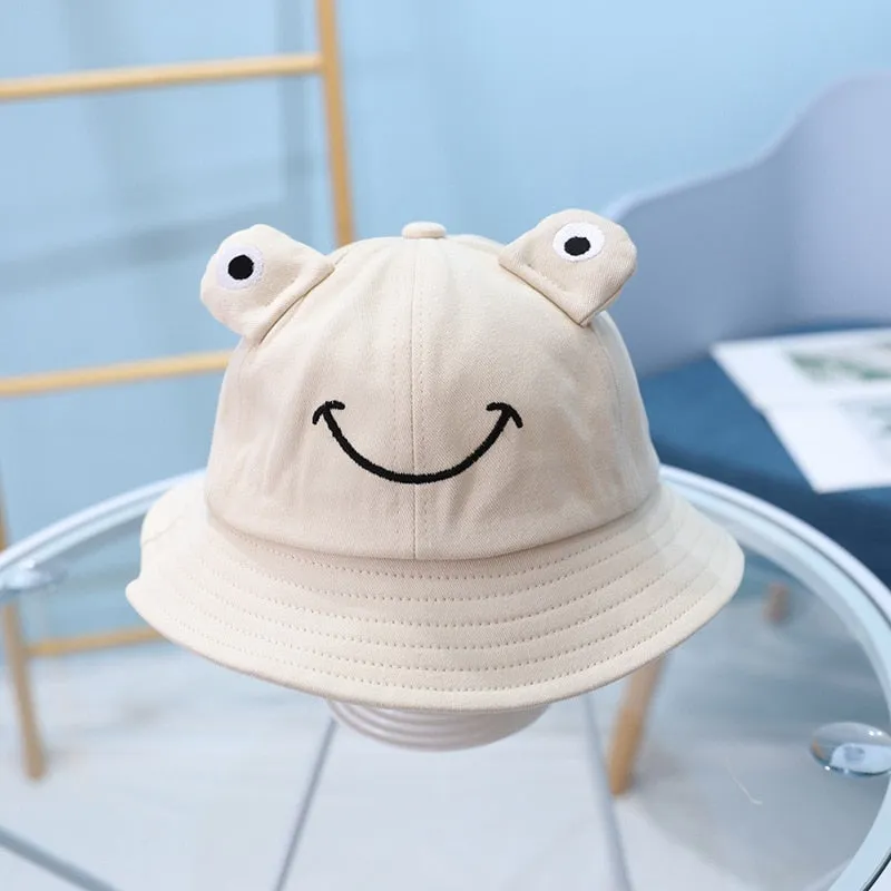 Cartoon Frog Kids Bucket Hat Children Summer Hats Boys Sun Caps Sun Protective Baby Hats Caps