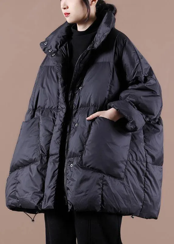 Casual plus size clothing womens parka Jackets black stand collar Large pockets down coat winter