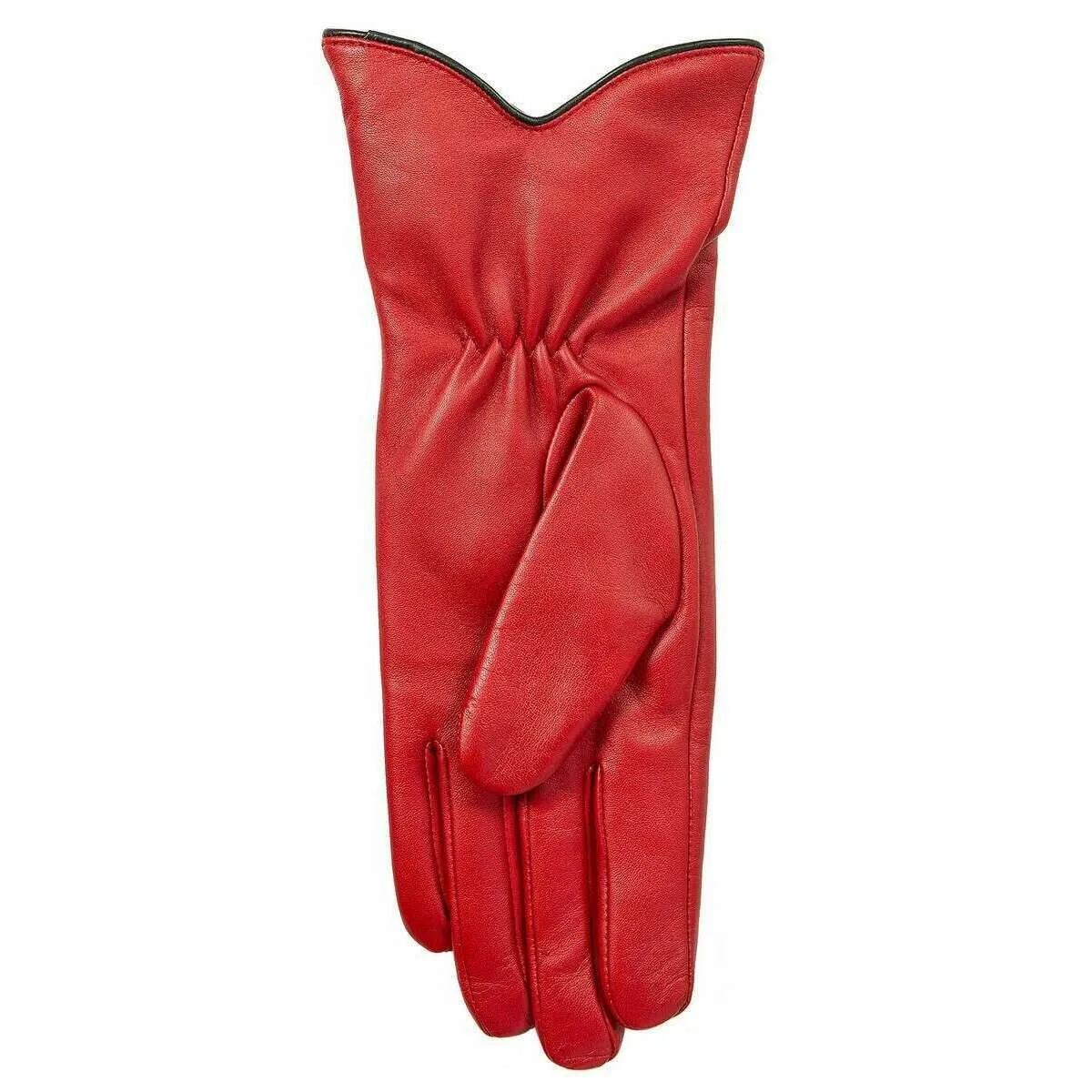 Dents Margot Wool-Lined Leather Gloves - Berry Red/Black