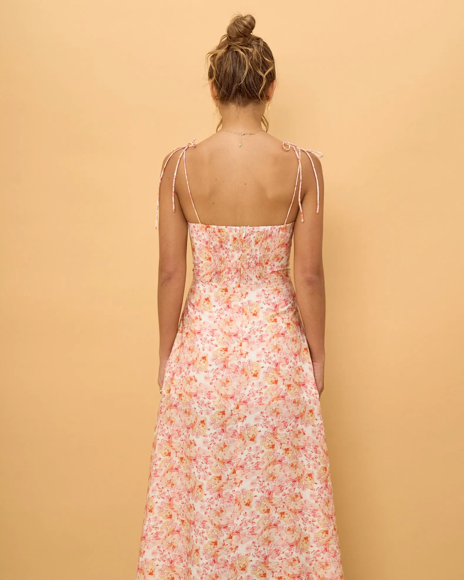 Emmie Pink Floral Midi Dress