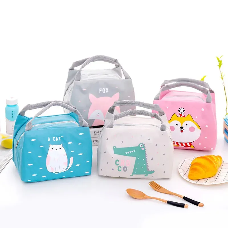 Fashion Cartoon Cute Lunch Bag for Women Girl Kids Children Thermal Insulated Lunch Box Tote Food Picnic Bag Milk Bottle Pouch