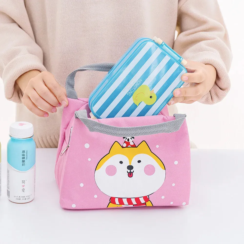 Fashion Cartoon Cute Lunch Bag for Women Girl Kids Children Thermal Insulated Lunch Box Tote Food Picnic Bag Milk Bottle Pouch