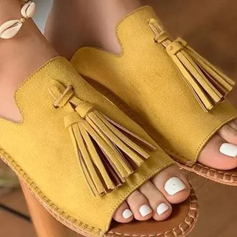 Fringe slide sandals chic slip on sandals with tassels