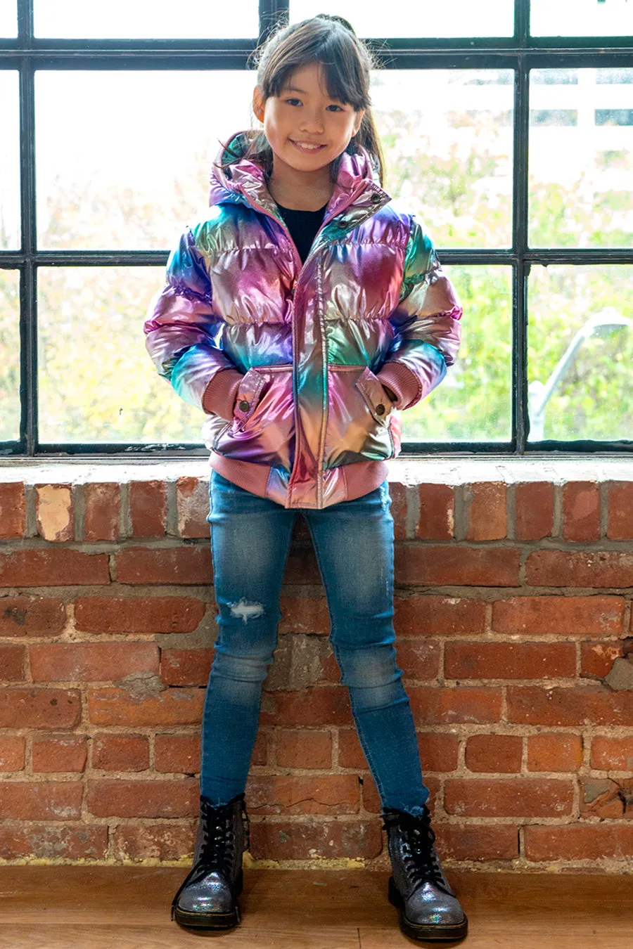 Girls Jacket Appaman Metallic Rainbow Puffy (Size 3 left)