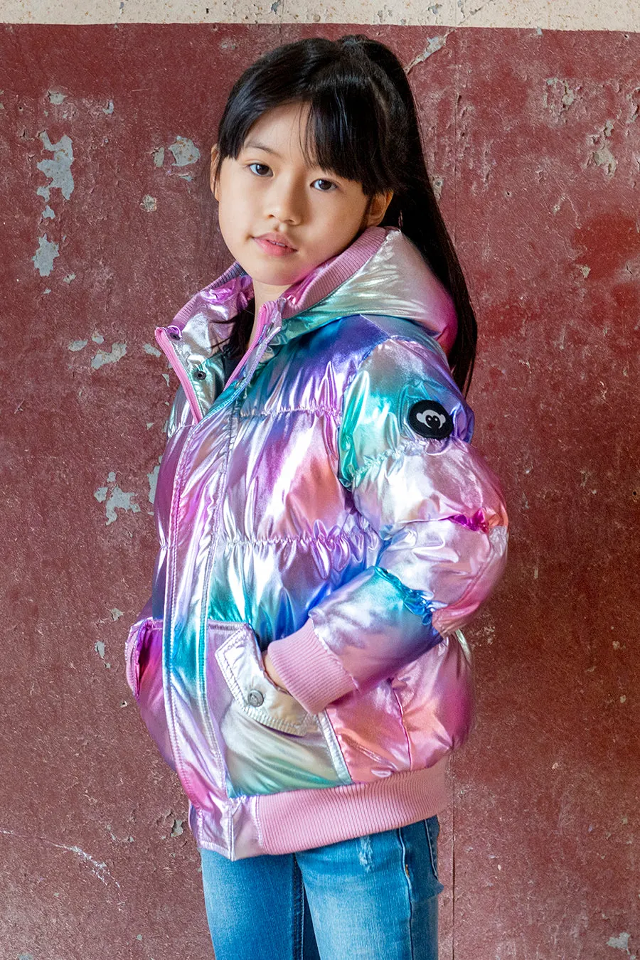 Girls Jacket Appaman Metallic Rainbow Puffy (Size 3 left)