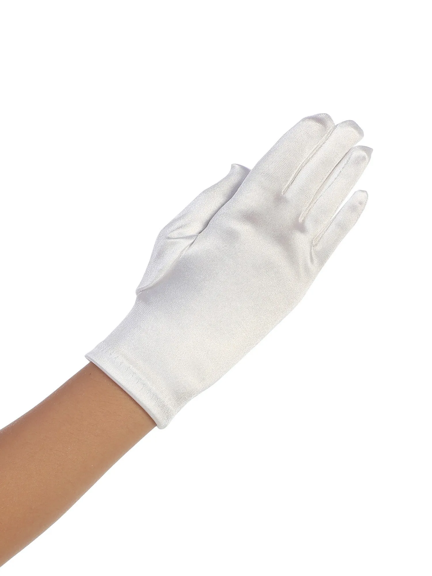 Girls White Wrist Length Satin Special Occasion Communion Gloves 0-14