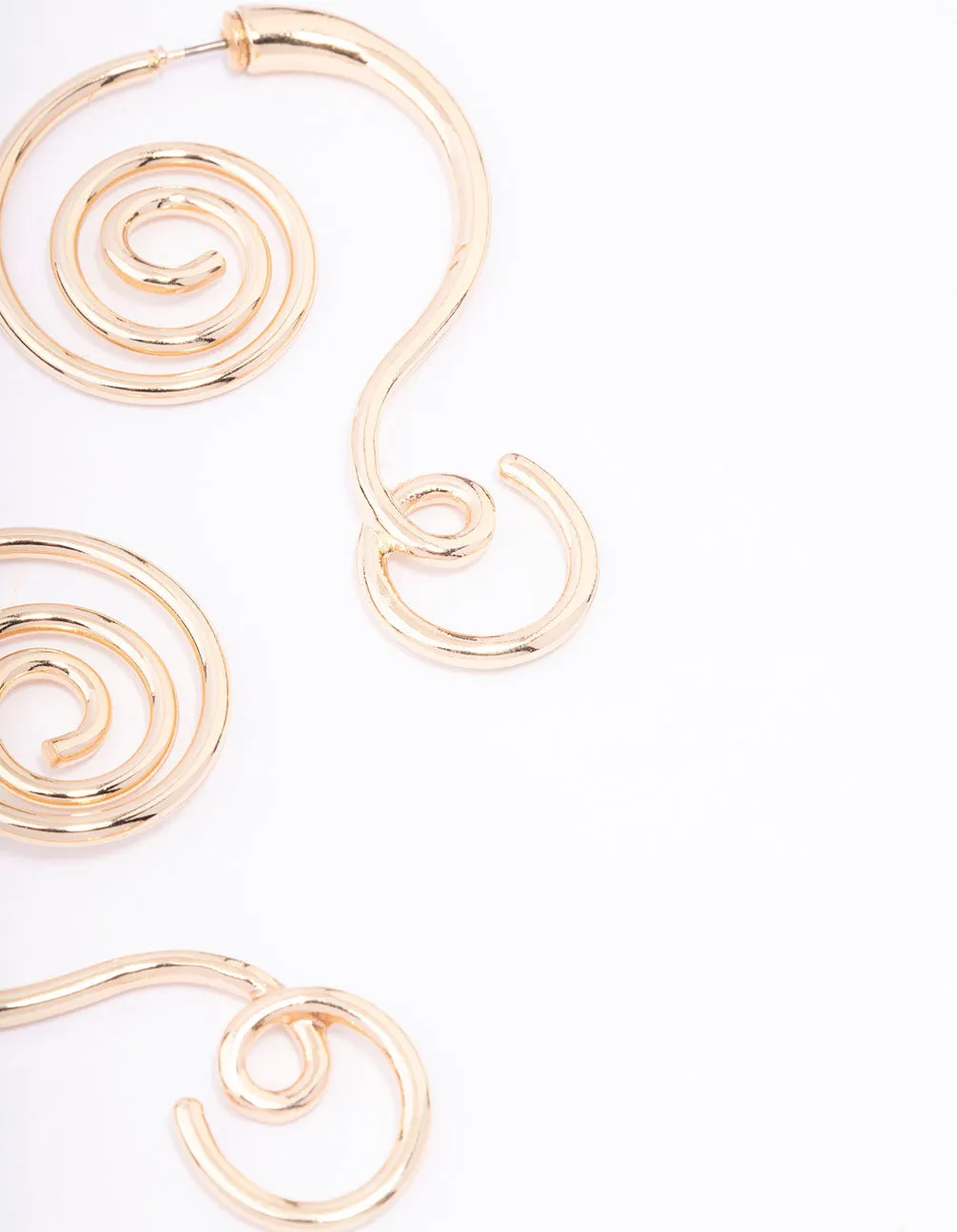 Gold Swirly Spiral Drop Earrings