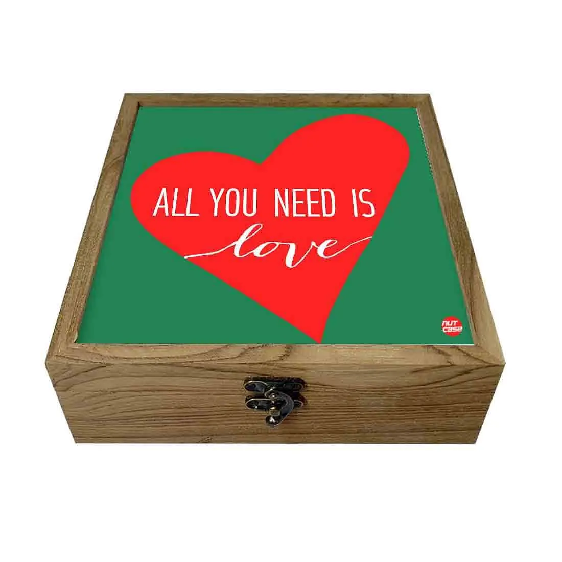 Hip Flask Gift Box -All You Need is Love Green