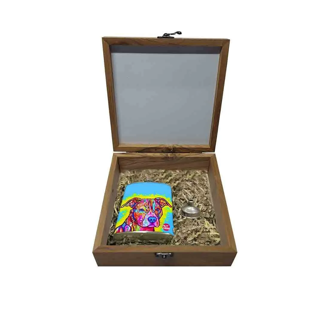 Hip Flask Gift Box -Colorful Dog Face