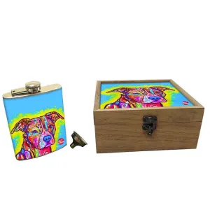 Hip Flask Gift Box -Colorful Dog Face