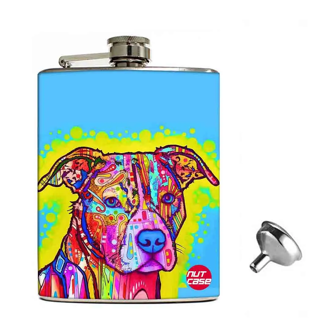 Hip Flask Gift Box -Colorful Dog Face