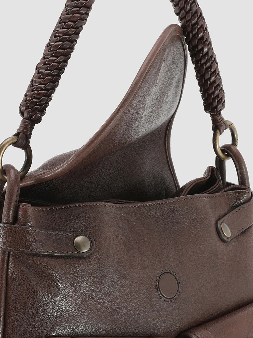 HOLES WOVEN 05 - Burgundy Leather Handle Bag