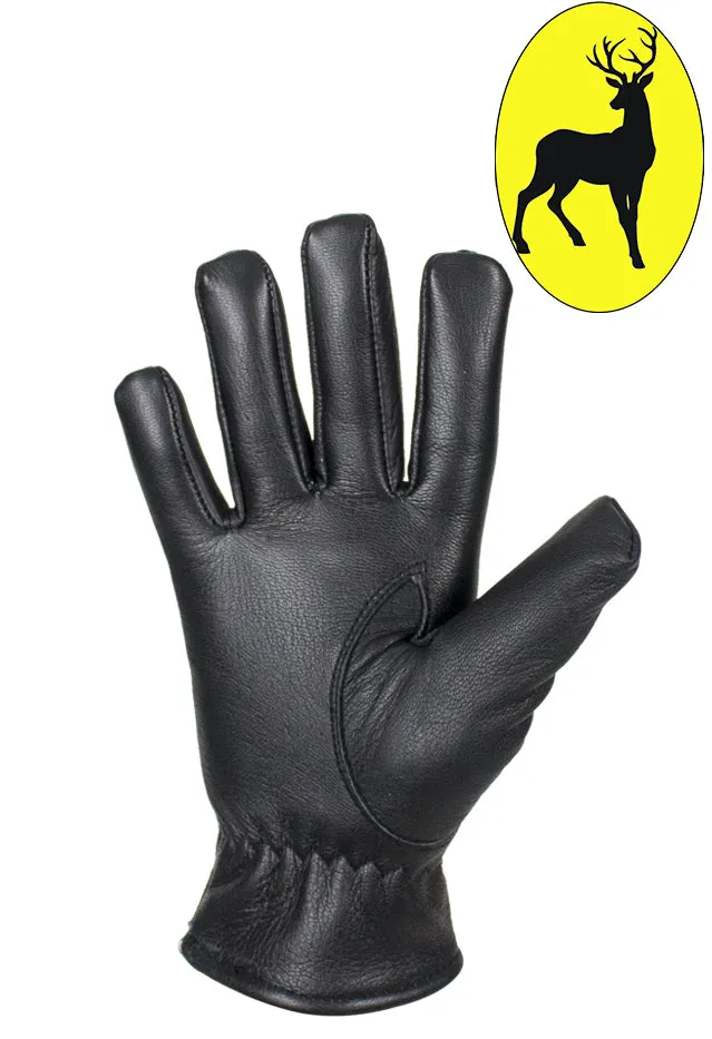 Ladies Deer Skin Leather Gloves - Black