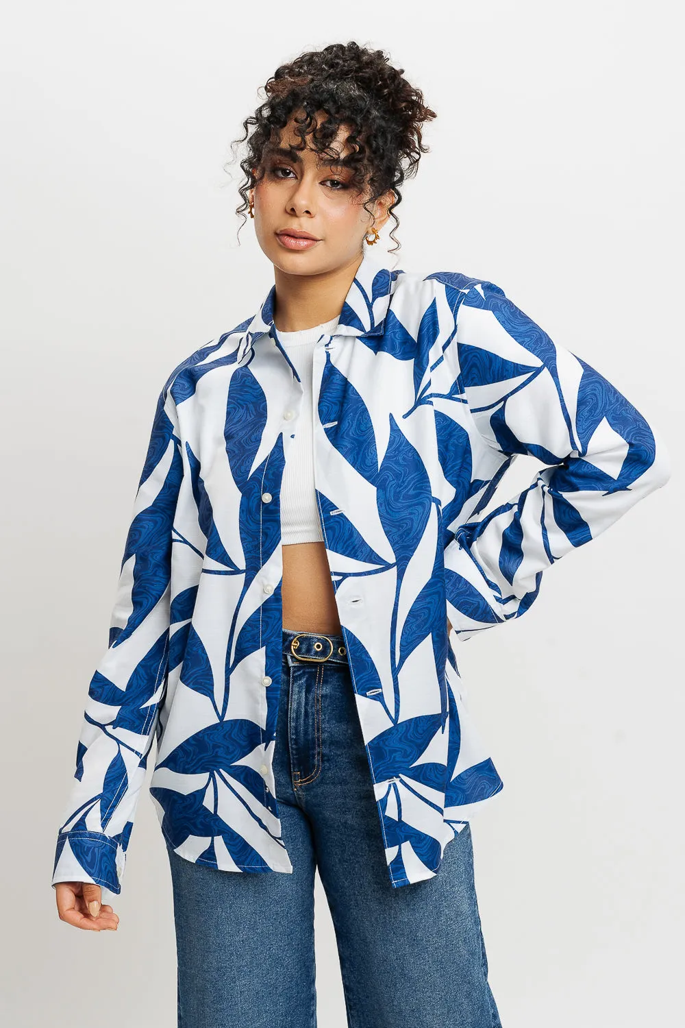 Leafy Marble Full Sleeves Women's Shirt