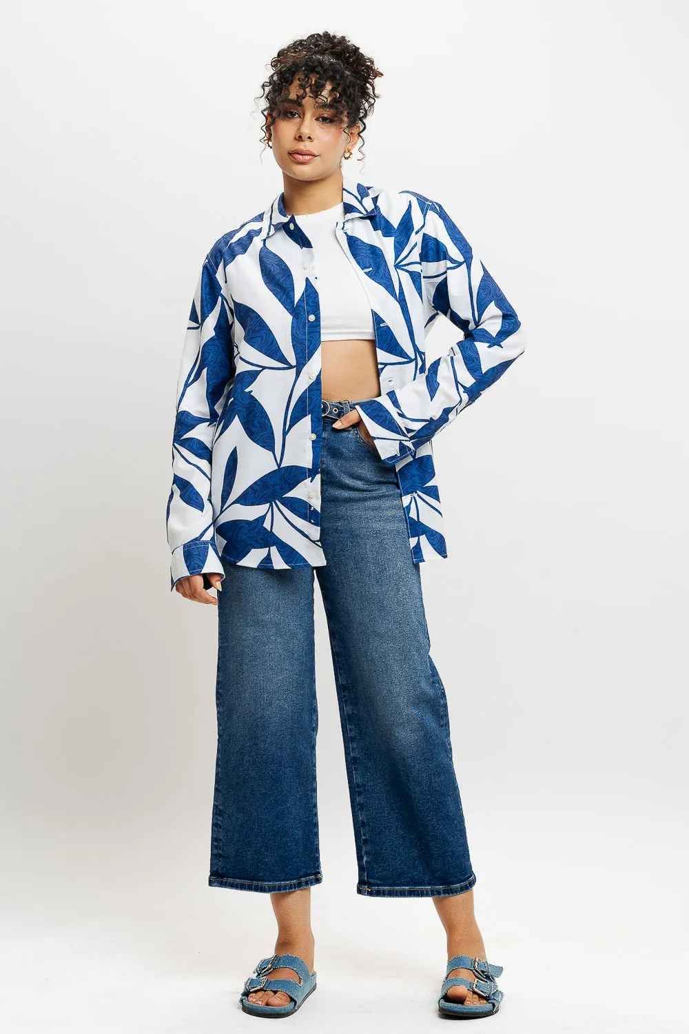 Leafy Marble Full Sleeves Women's Shirt