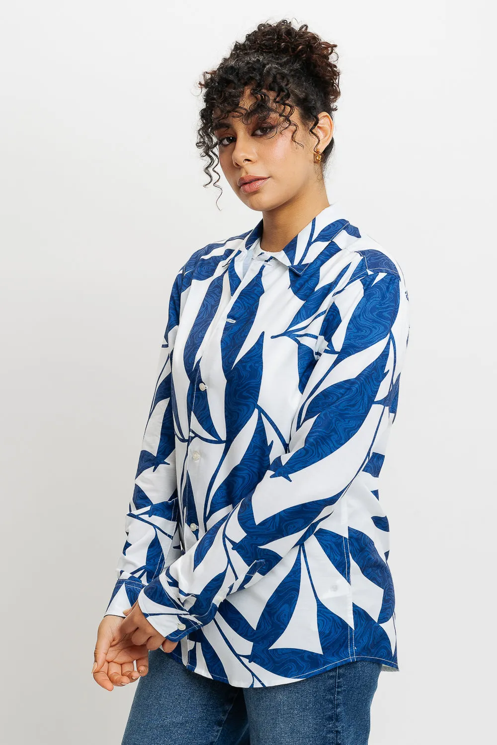 Leafy Marble Full Sleeves Women's Shirt