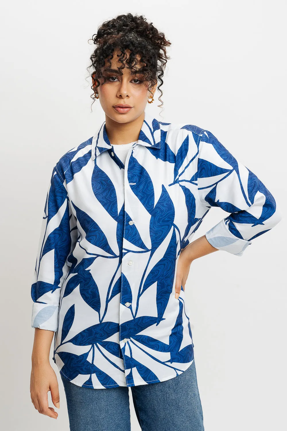 Leafy Marble Full Sleeves Women's Shirt