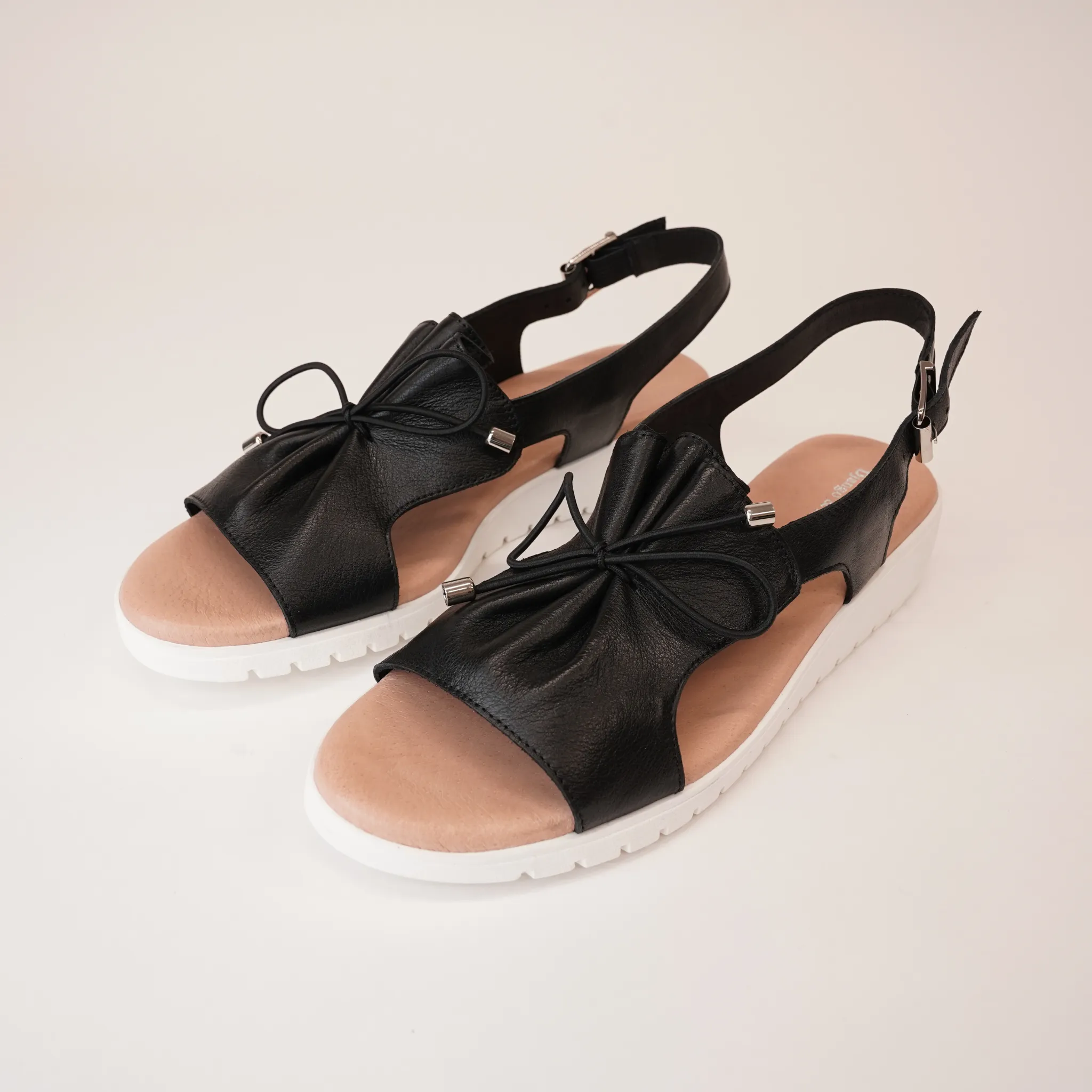 Malika Black/White Leather Sandals