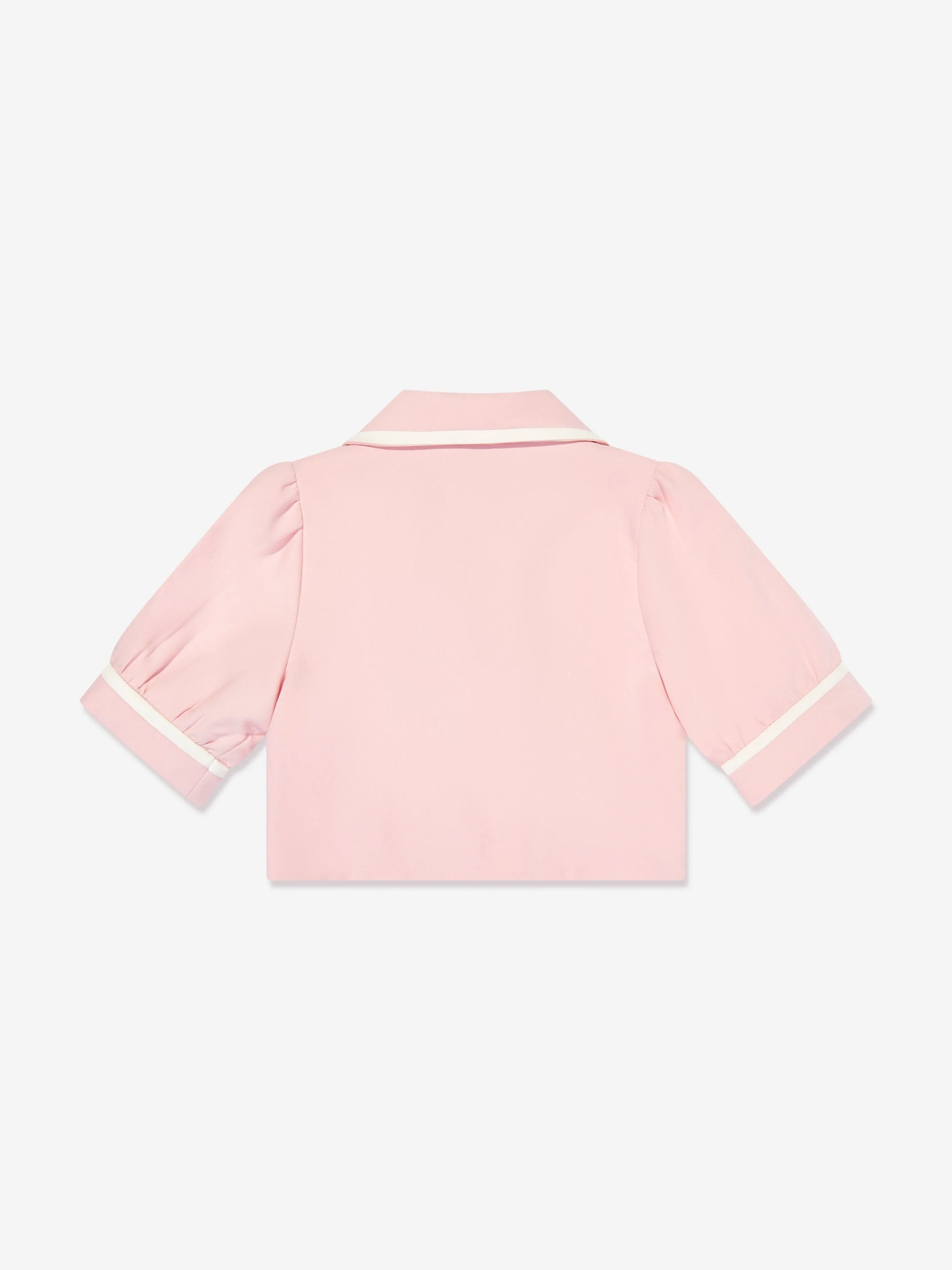 Mama Luma Girls Contrast Stitch Crop Bolero in Pink