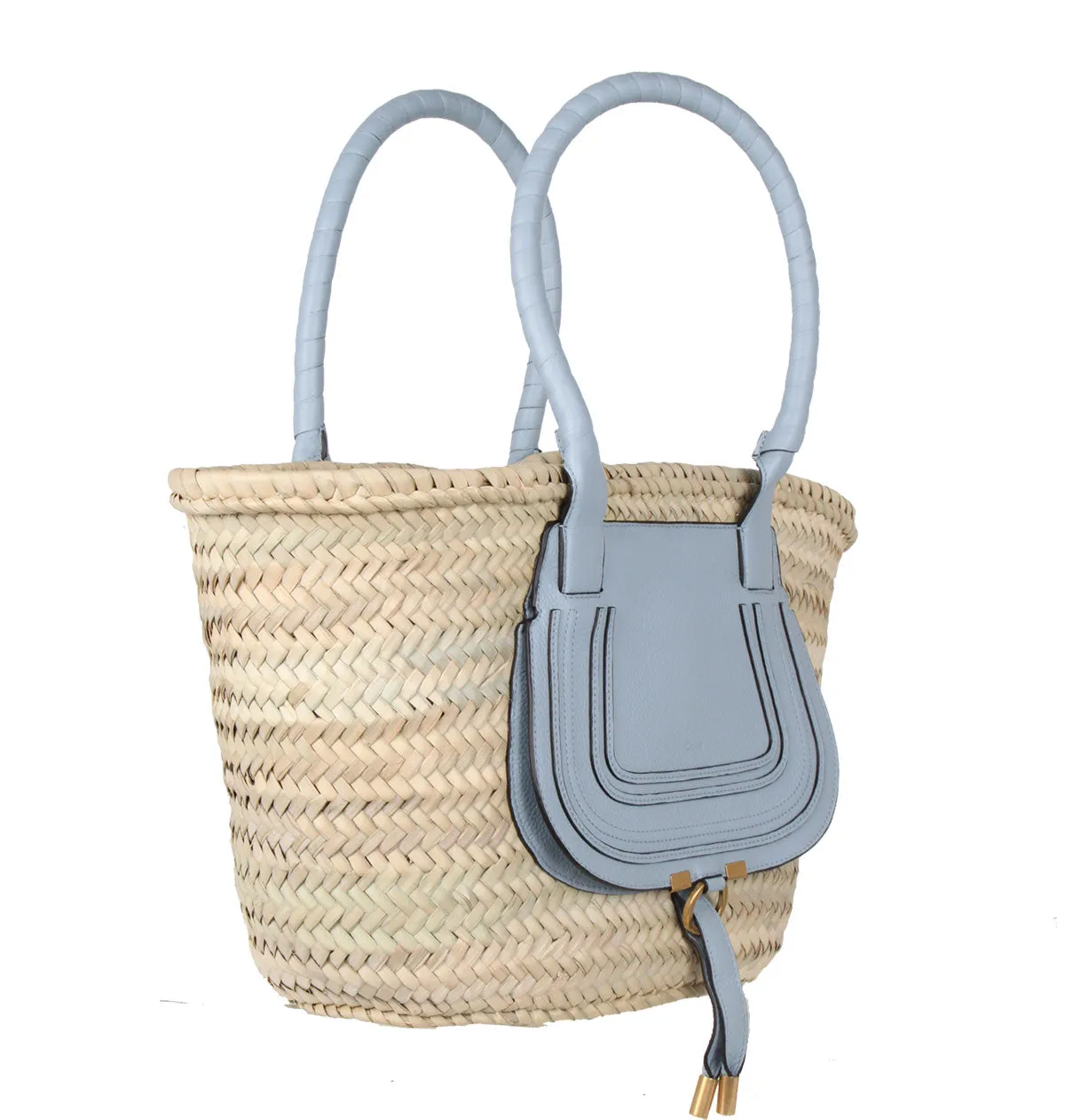 Marcie Raffia Basket Tote, Shady Blue