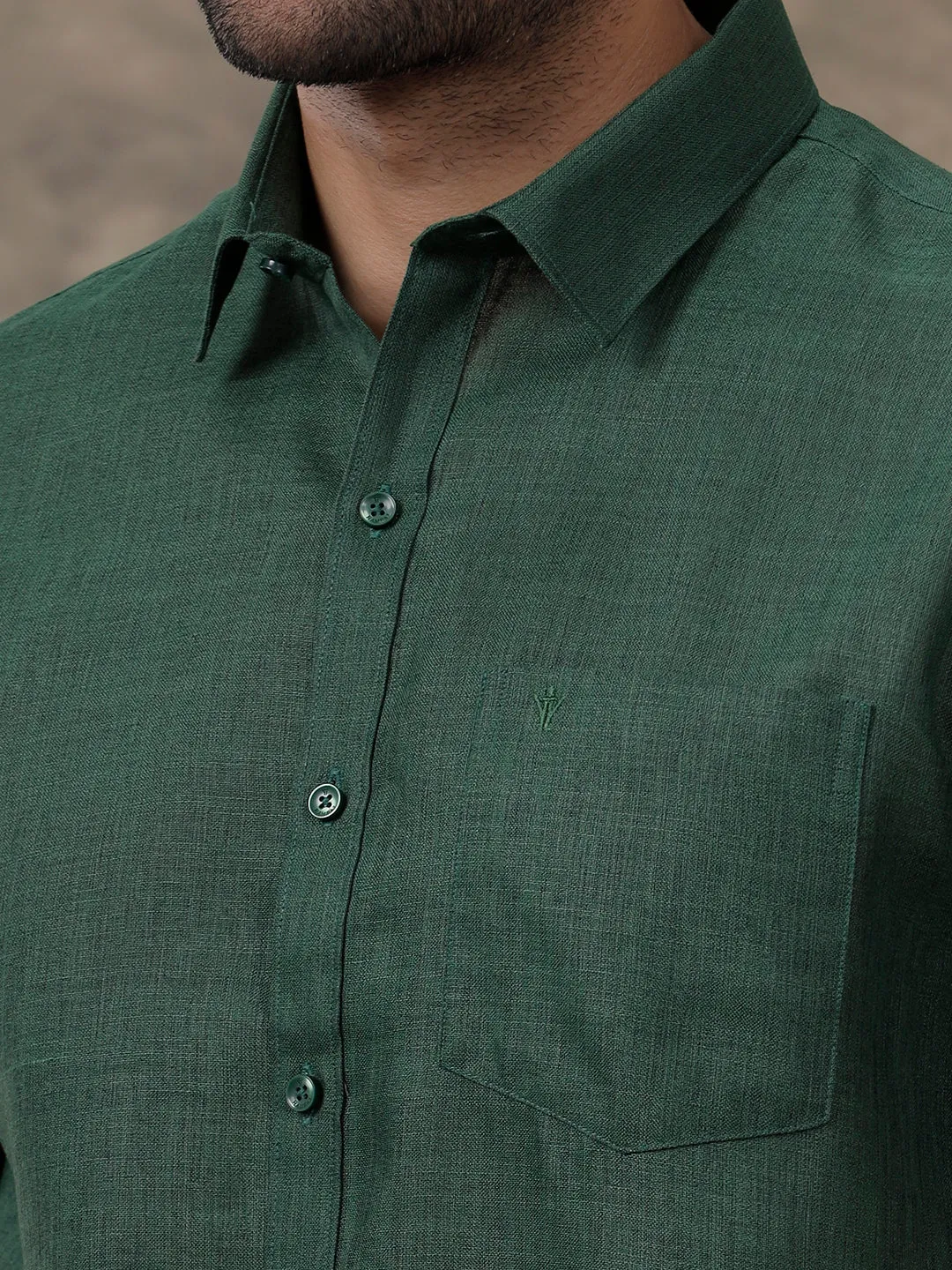 Men Cotton Blend Half Sleeves Shirt Dark Green T26 TB9