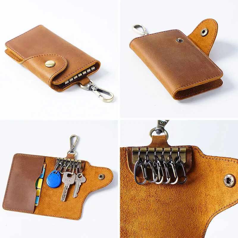 Men Genuine Leather Vintage Unisex Mulit-functional Waist Hanging Key Bag Durable Coin Purse