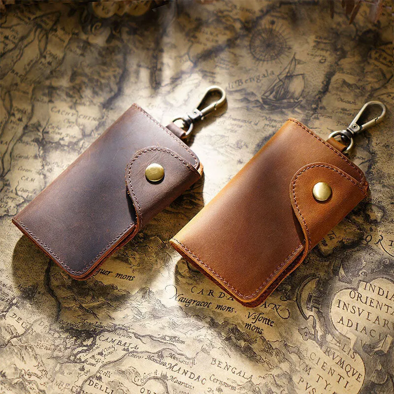 Men Genuine Leather Vintage Unisex Mulit-functional Waist Hanging Key Bag Durable Coin Purse