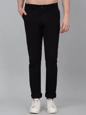 Men's Black Solid Non-Pleated Casual Trouser