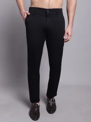 Men's Casual Flat front Black Trousers