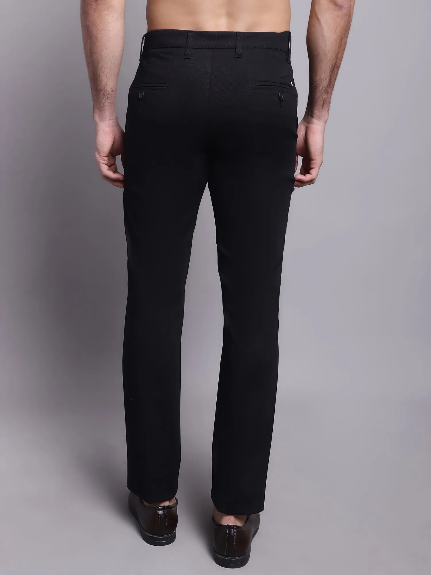 Men's Casual Flat front Black Trousers