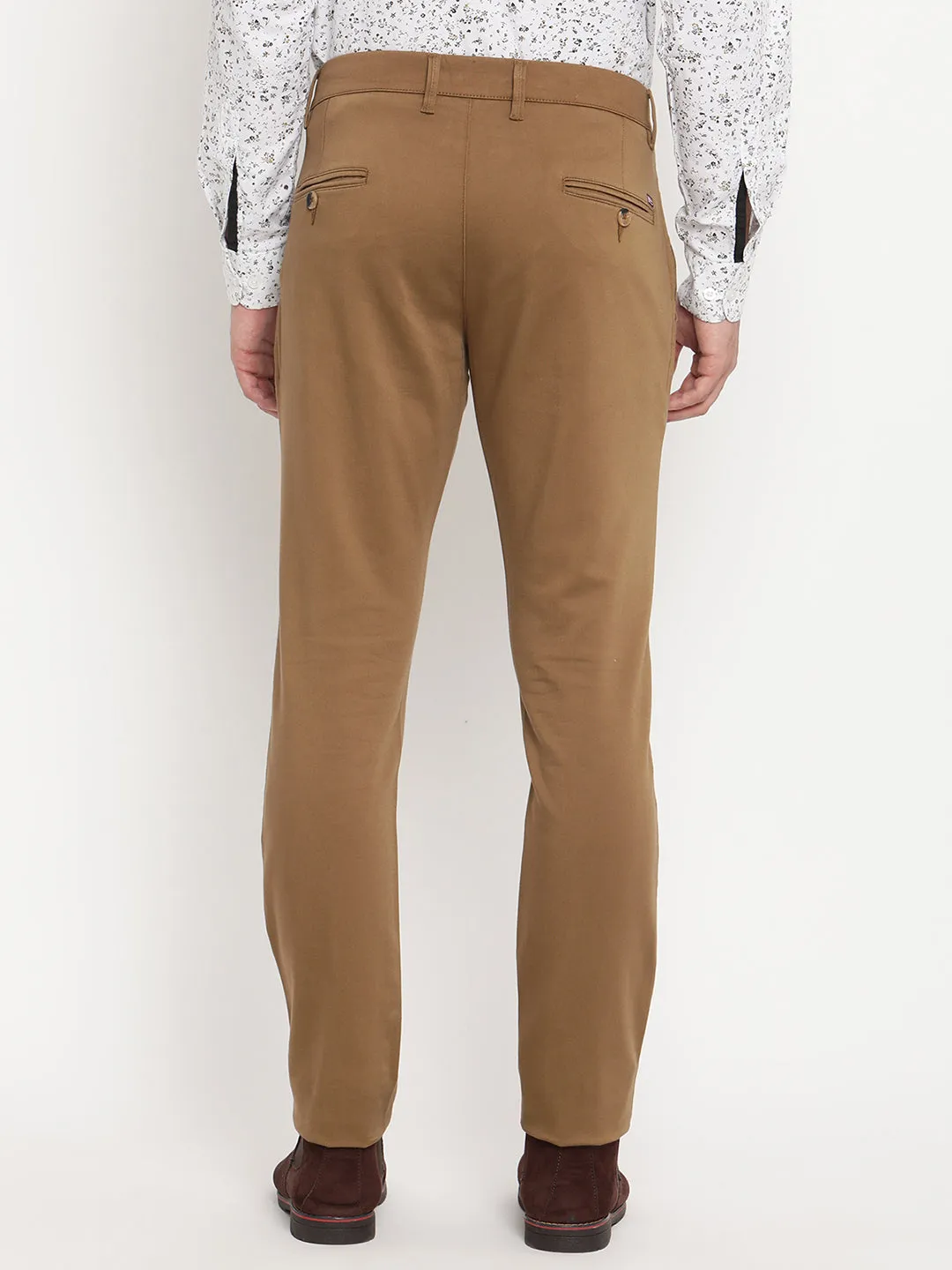 Men's Casual Flat front Camel Brown  Trousers