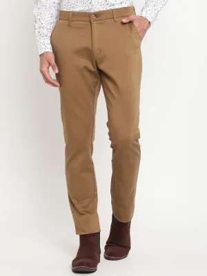 Men's Casual Flat front Camel Brown  Trousers