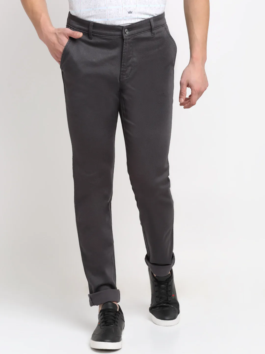 Men's Casual Flat front Dark Brown  Trousers