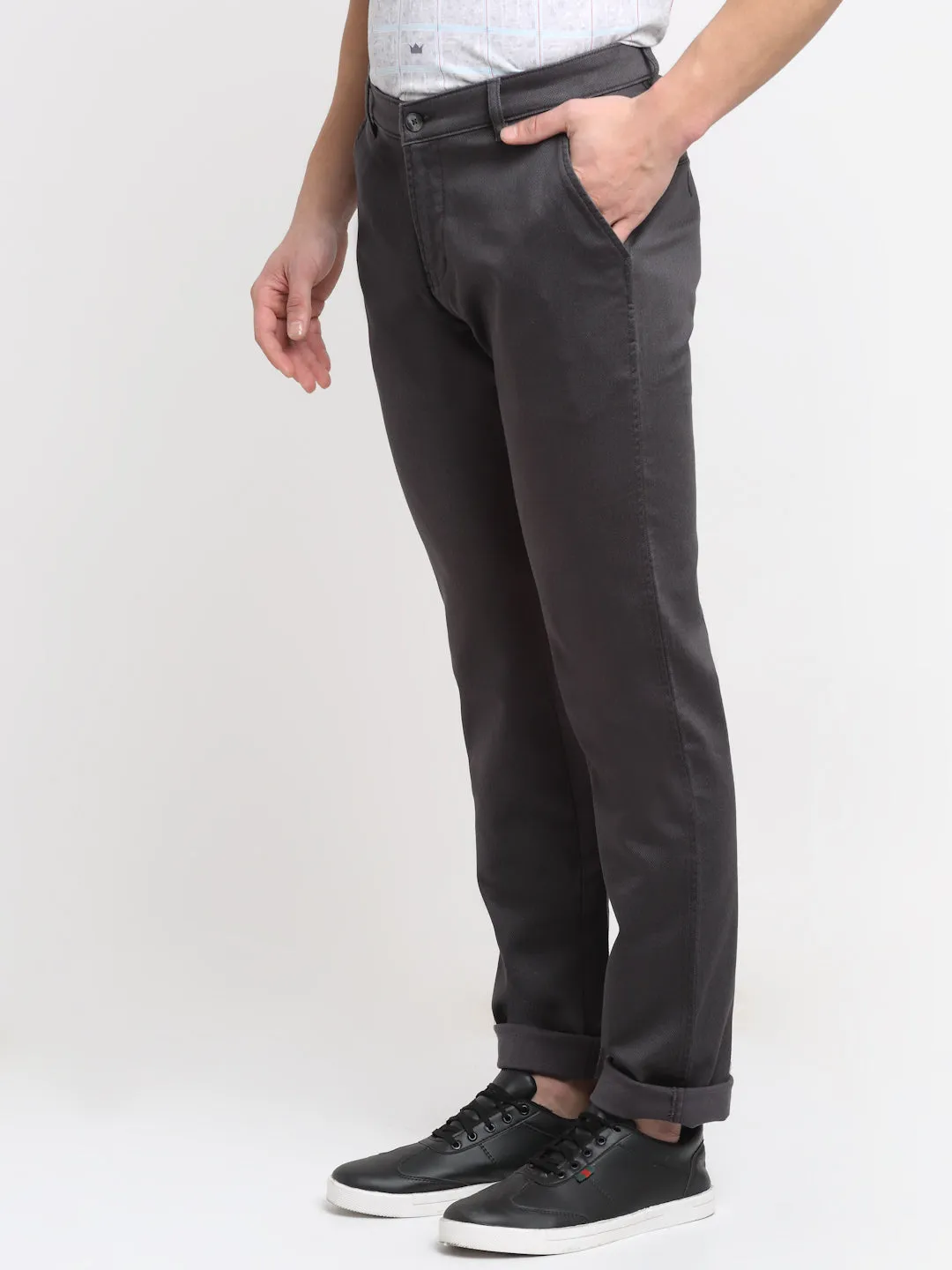 Men's Casual Flat front Dark Brown  Trousers