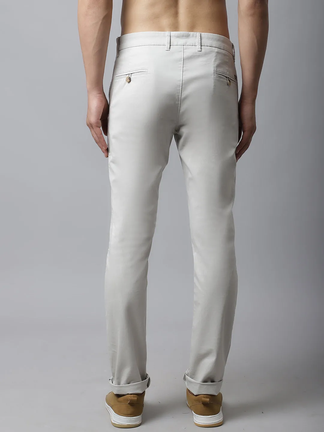 Men's Casual Flat front Ivory  Trousers